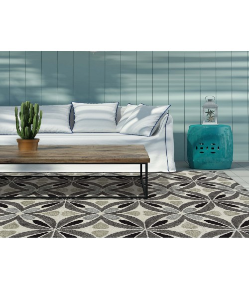 Kaleen Peranakan Tile Grey HPT02-75-8106 8 ft. X 10 ft. 6 in. Rectangle Rug