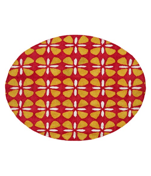 Kaleen Peranakan Tile Red HPT03-25-23 2 ft. X 3 ft. Rectangle Rug
