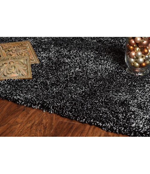 Kas Bliss 1583 Black Heather Shag Area Rug 6' Round