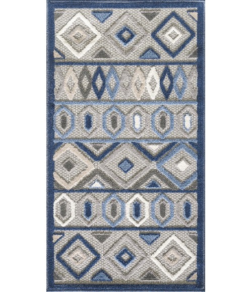 Kas Calla 6921 Grey/Blue Aztec Area Rug 6'7" x 9'
