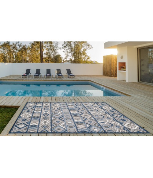 Kas Calla 6921 Grey/Blue Aztec Area Rug 6'7" x 9'