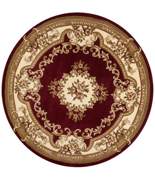 Kas Corinthian 5308 Red/Ivory Aubusson Area Rug 7'7" Round