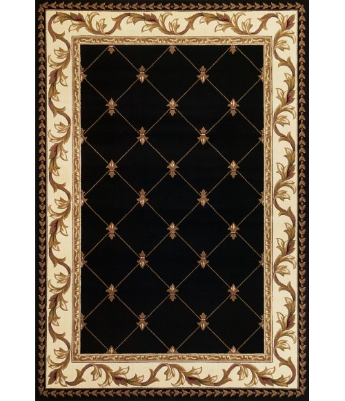 Kas Corinthian Cor5321 Area Rug Kas Corinthian 5321 Black Fleur-De-Lis Area Rug 5'3" x 7'7"