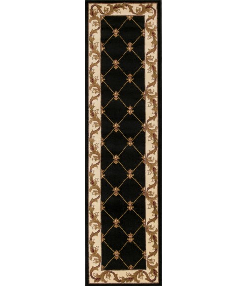 Kas Corinthian Cor5321 Area Rug Kas Corinthian 5321 Black Fleur-De-Lis Area Rug 5'3" x 7'7"