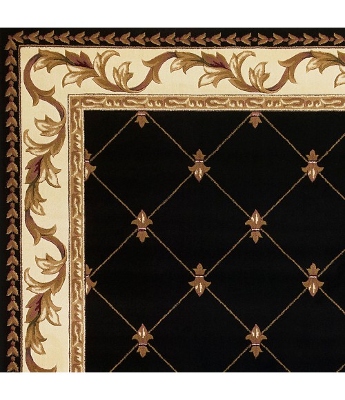 Kas Corinthian Cor5321 Area Rug Kas Corinthian 5321 Black Fleur-De-Lis Area Rug 5'3" x 7'7"