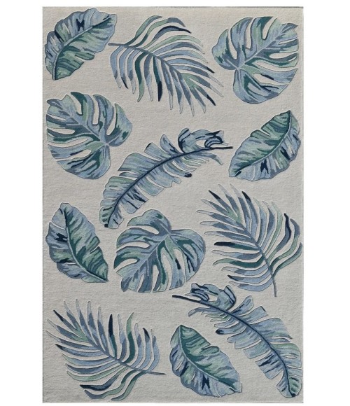 Kas Cove Cov3005 Area Rug Kas Cove 3005 Ivory/Blue Leaves Area Rug