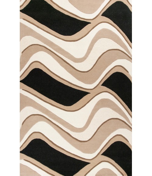 Kas Eternity 1071 Black/Beige Waves Area Rug 27" X 45"