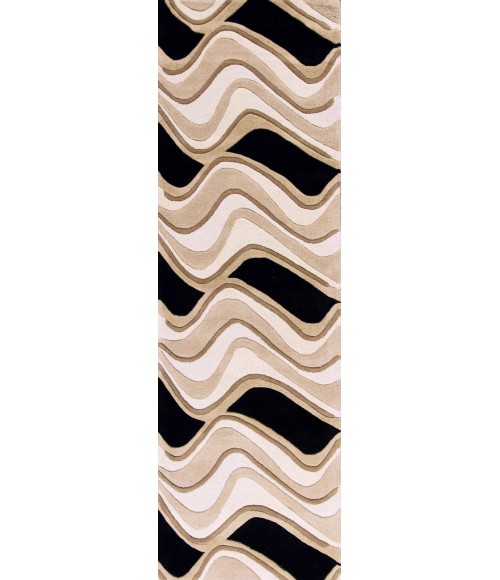 Kas Eternity 1071 Black/Beige Waves Area Rug 27" X 45"
