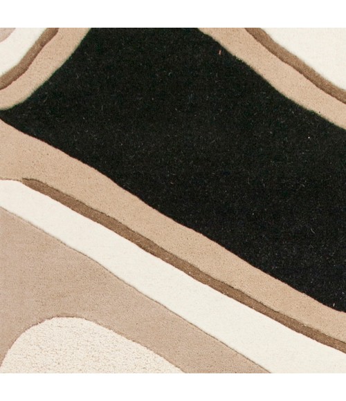 Kas Eternity 1071 Black/Beige Waves Area Rug 27" X 45"