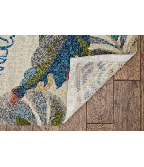 Kas Harbor 4211 Ivory/Teal Palms Area Rug 7'6" Round