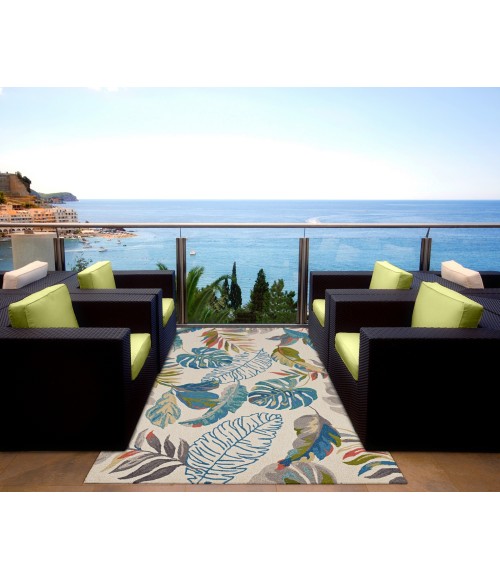 Kas Harbor 4211 Ivory/Teal Palms Area Rug 7'6" Round