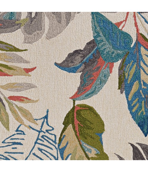 Kas Harbor 4211 Ivory/Teal Palms Area Rug 7'6" Round