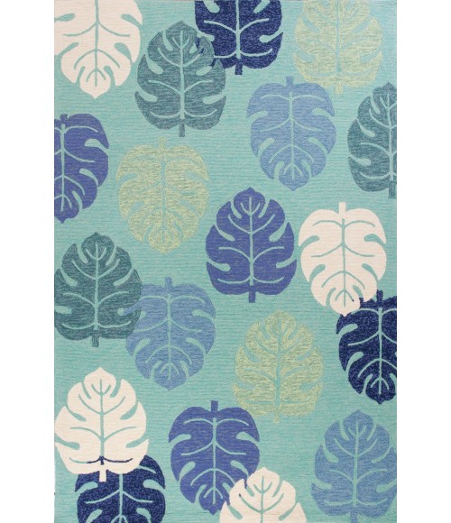 Kas Harbor 4228 Turquoise Palms Area Rug 7'6" Round
