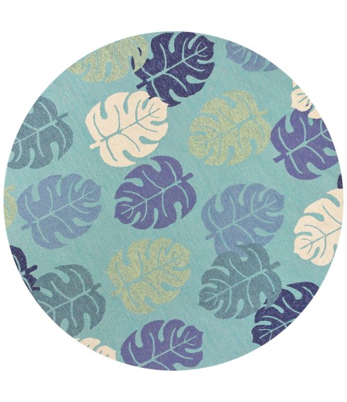 Kas Harbor 4228 Turquoise Palms Area Rug 7'6" Round