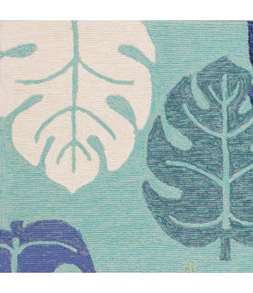 Kas Harbor 4228 Turquoise Palms Area Rug 7'6" Round