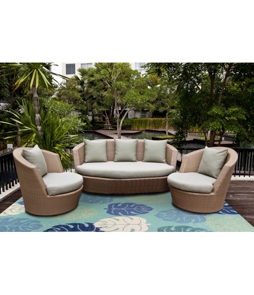 Kas Harbor 4228 Turquoise Palms Area Rug 7'6" Round