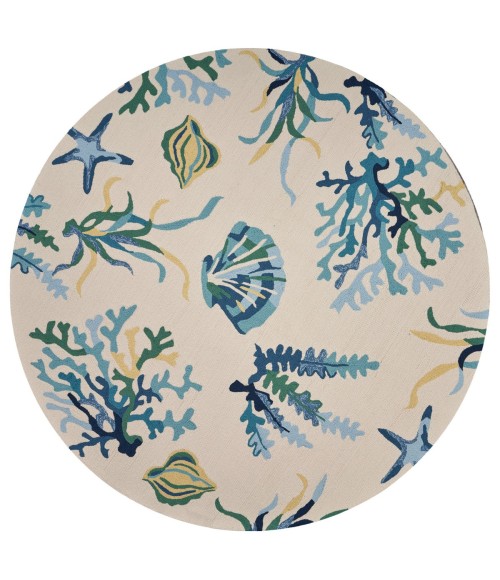 Kas Harbor 4244 Ivory/Blue Oceana Area Rug 7'6" Round