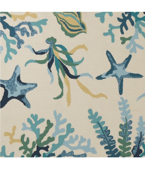 Kas Harbor 4244 Ivory/Blue Oceana Area Rug 7'6" Round