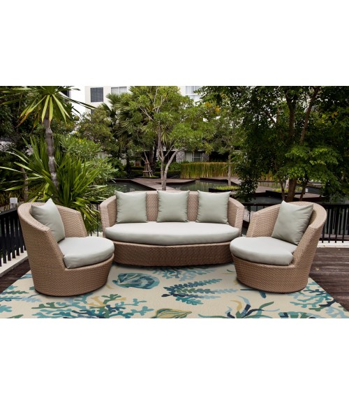 Kas Harbor 4244 Ivory/Blue Oceana Area Rug 7'6" Round