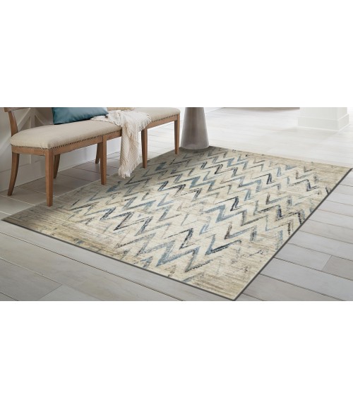 Kas Heritage Her9364 Area Rug Kas Heritage 9364 Ivory/Blue Chevron Area Rug 2'2" x 7'11" Runner