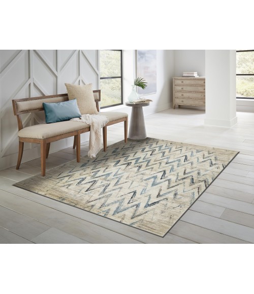 Kas Heritage Her9364 Area Rug Kas Heritage 9364 Ivory/Blue Chevron Area Rug 2'2" x 7'11" Runner