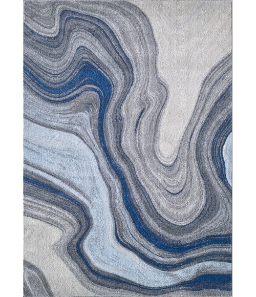 Kas Illusions Ill6227 Area Rug Kas Illusions 6227 Blue/Grey Marble Area Rug 3'3" x 4'11"