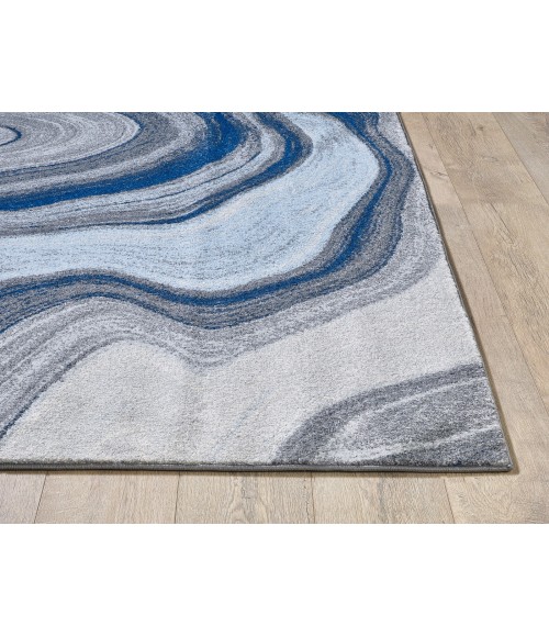 Kas Illusions Ill6227 Area Rug Kas Illusions 6227 Blue/Grey Marble Area Rug 3'3" x 4'11"