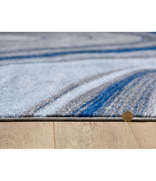 Kas Illusions Ill6227 Area Rug Kas Illusions 6227 Blue/Grey Marble Area Rug 3'3" x 4'11"