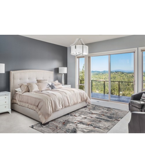 Kas Lara Lar7254 Area Rug Kas Lara 7254 Grey/Brick Whisper 3'3" x 4'7"