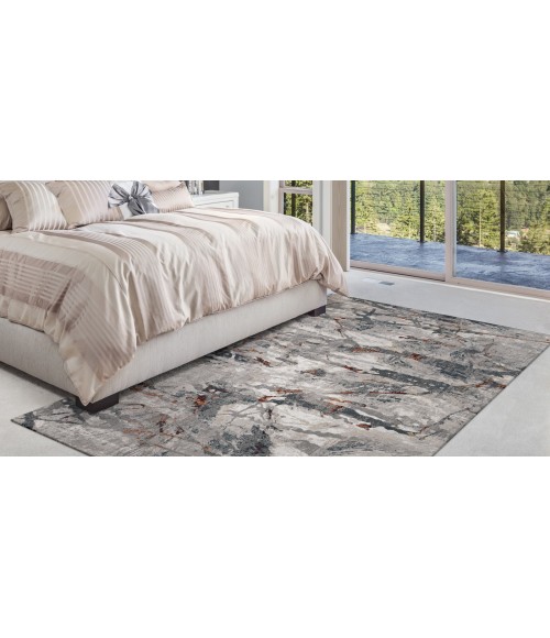 Kas Lara Lar7254 Area Rug Kas Lara 7254 Grey/Brick Whisper 3'3" x 4'7"
