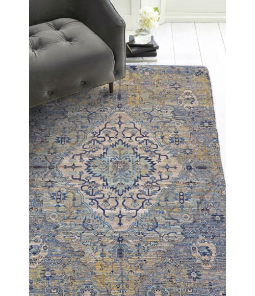 Kas Morris 2232 Blue/Yellow Gramercy Area Rug 27" x 45"