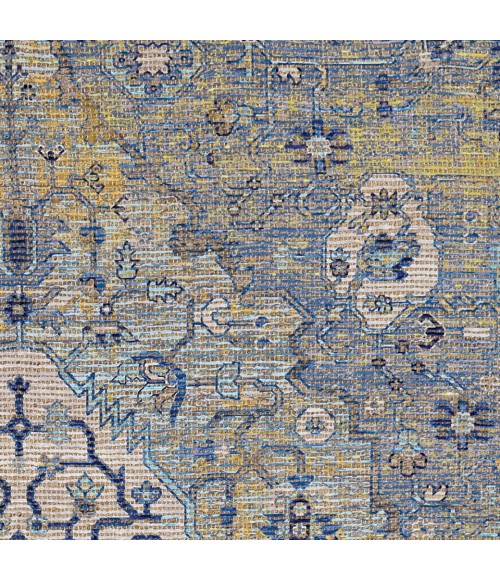 Kas Morris 2232 Blue/Yellow Gramercy Area Rug 27" x 45"