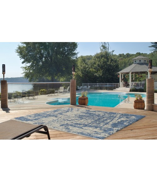 Kas Provo 5760 Grey/Denim Strokes Area Rug 7'10" Round