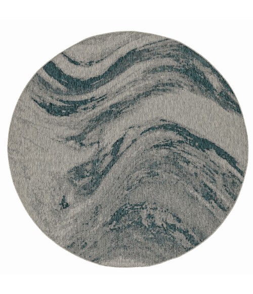 Kas Provo 5765 Grey/Teal Strokes Area Rug 7'10" Round