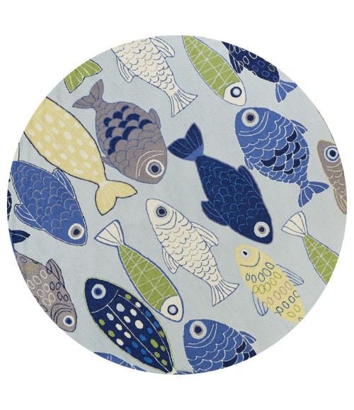 Kas Sonesta 2010 Lt Blue Sea Of Fish Area Rug 3'3" x 5'3"