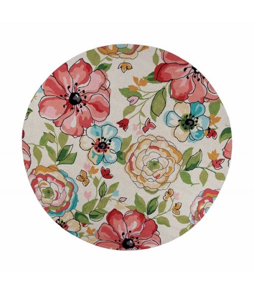 Kas Sonesta Soe2039 Area Rug Kas Sonesta 2039 Sand Floral Splash Area Rug 7'6" Round