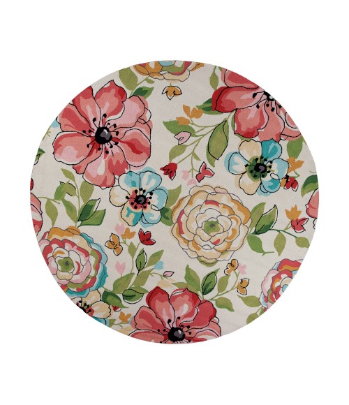 Kas Sonesta Soe2039 Area Rug Kas Sonesta 2039 Sand Floral Splash Area Rug 7'6" Round