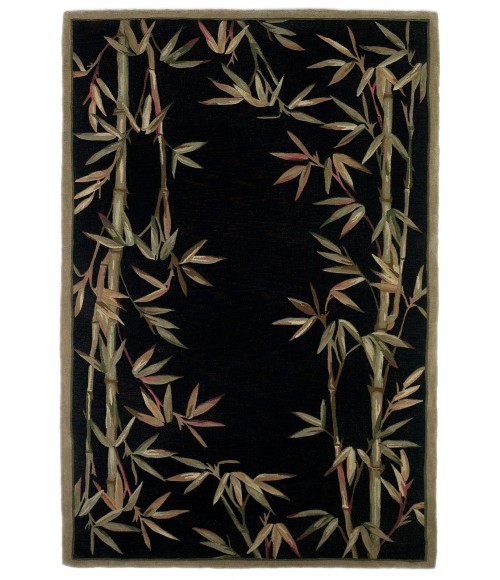 Kas Sparta 3147 Black Bamboo Border Area Rug 5'6" Round