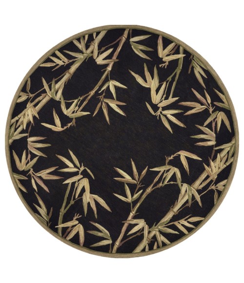 Kas Sparta 3147 Black Bamboo Border Area Rug 5'6" Round
