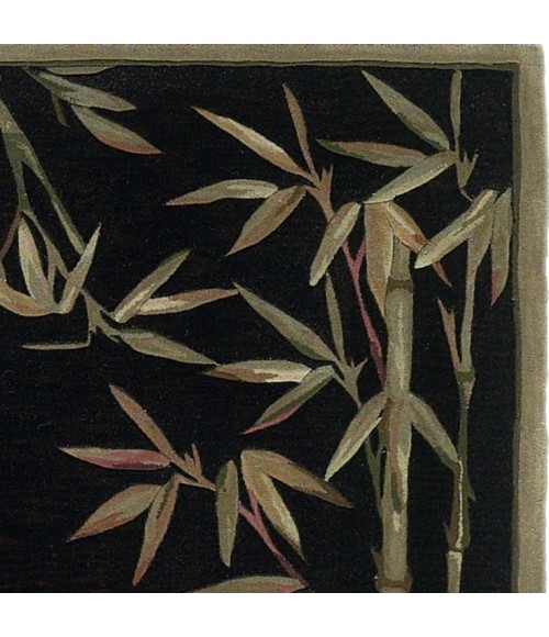 Kas Sparta 3147 Black Bamboo Border Area Rug 5'6" Round
