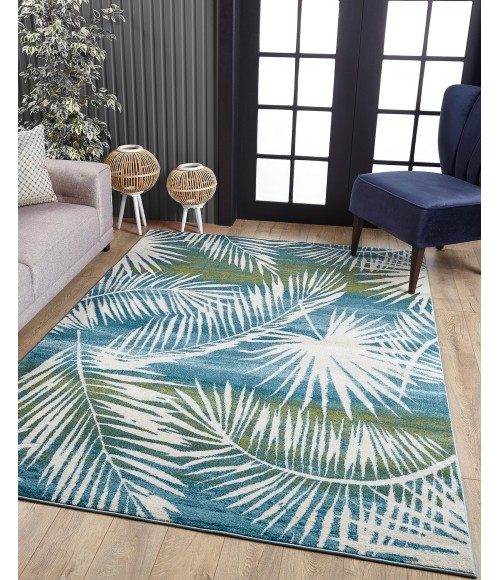 Kas Stella Ste6273 Area Rug Kas Stella 6273 Ivory/Green Tropical Area Rug 5'3" x 7'7"