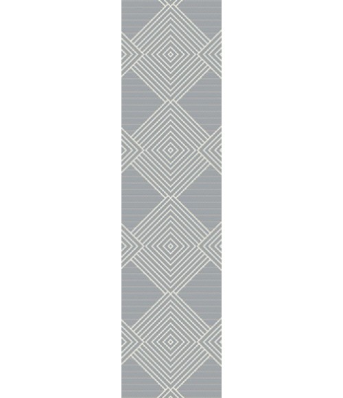 Kas Terrace Ter6752 Area Rug Kas Terrace 6752 Grey/Ivory Diamonds Area Rug 2'7" x 7'9" Runner