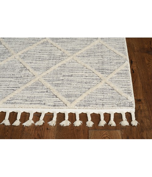 Kas Willow Wil1102 Area Rug Kas Willow 1102 Ivory Grey Honeycomb Area Rug 8'9" x 13'