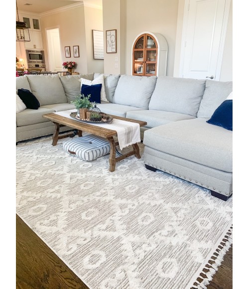 Kas Willow Wil1103 Area Rug Kas Willow 1103 Ivory Beige Boho Area Rug 7'10" x 10'10"