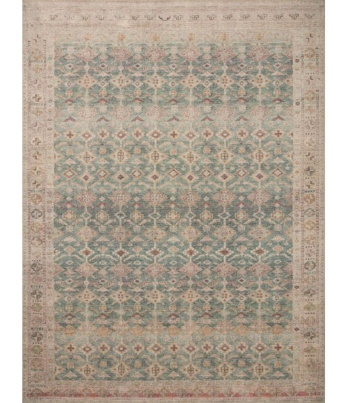 Angela Rose x Loloi Aubrey Aqua / Sand AUB-02 18 in. X 18 in. Sample Rug