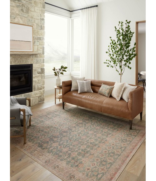 Angela Rose x Loloi Aubrey Aqua / Sand AUB-02 18 in. X 18 in. Sample Rug