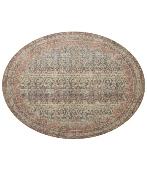 Angela Rose x Loloi Aubrey Ocean / Spice AUB-03 7 ft. 6 in. X 7 ft. 6 in. Round Rug