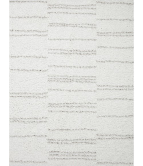 Loloi II Bliss Shag BLS-02 White / Grey 2'-7" x 12'-0" Area Rug