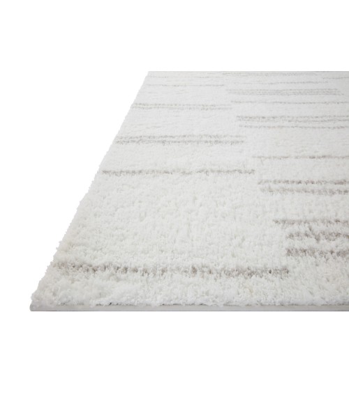 Loloi II Bliss Shag BLS-02 White / Grey 2'-7" x 12'-0" Area Rug