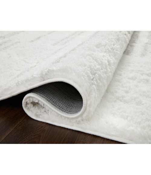 Loloi II Bliss Shag BLS-02 White / Grey 2'-7" x 12'-0" Area Rug